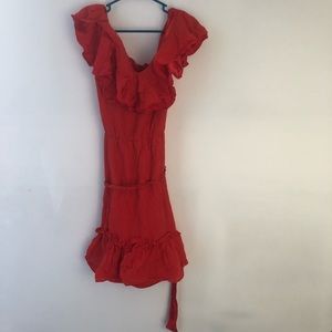 Antonio melani red midi ruffle dress size 4